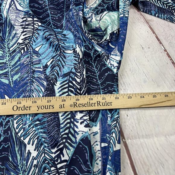 Reel Legends Shirt Womens 1X Blue Tropical Leaf Print Long Sleeve Freeline Beach - Picture 7 of 9